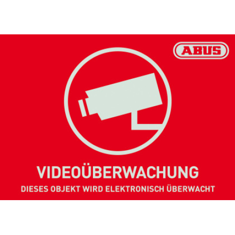 ABUS AU1420 - Autocollants d‘Avertissement Vidéosurveillance 148x105 mm (DE)