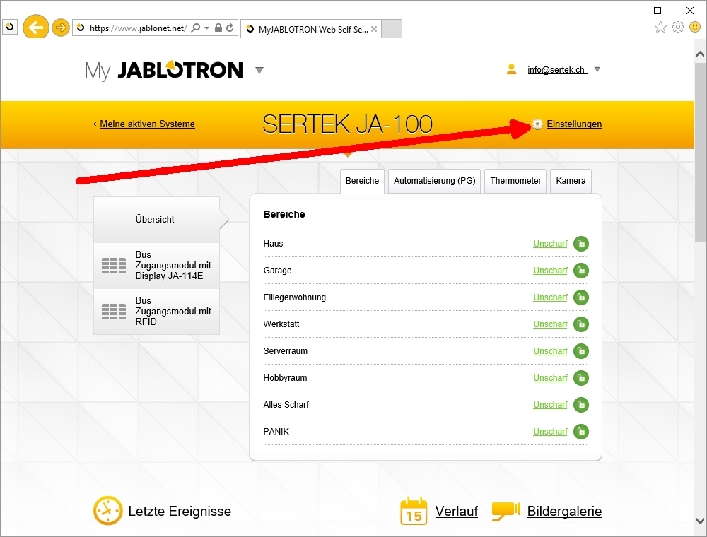 Kosten Sparen avec Jablotron 100 MyJablotron Services